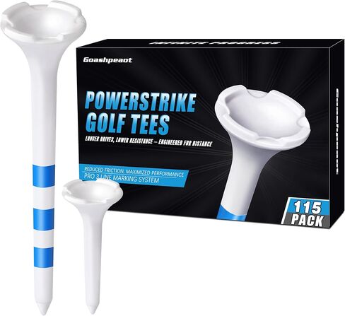 Golf Tees – 115 Pack, 3-1/4" & 1-1/2" Mixed Sizes, 4-Prong Low Resistance Design, Oversized Head, 3-Line Height Marking System, Strong Plastic Golf Tees in Kuwait