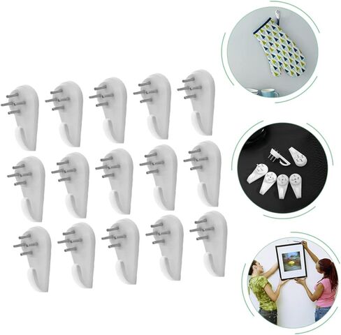 TEHAUX 1set Non-Trace Nail Hooks Plastic White Invisible Nail Invisible Nail Wall Hooks Invisible Nail Hanging Hangers 25pcs in Saudi Arabia