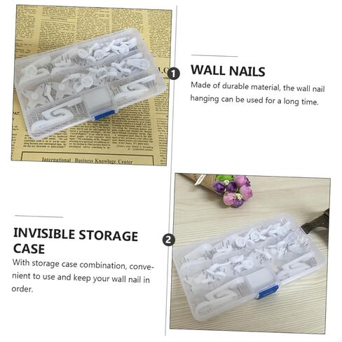 LIFKOME 1Set Invisible Seamless Wall Nail with Storage Case Multi-purpose Hanging Accessories for Photos and Decor Strong Load-bearing Capacity Easy to Use and Store in Saudi Arabia