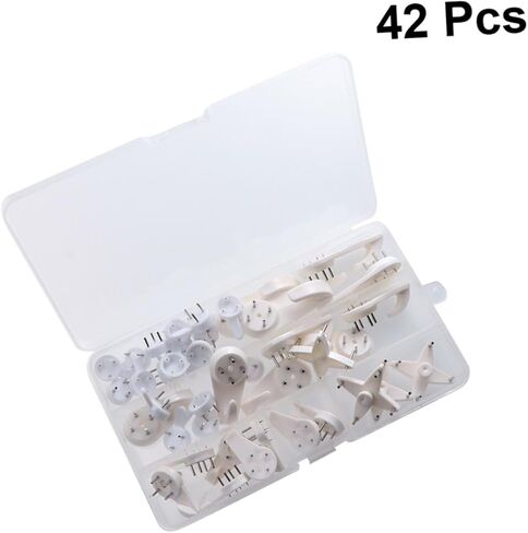 STOBOK 42pcs Seamless Photo Frame Hook Set No Damage Invisible Hangers for Wall Art Picture Frames and Small Gadgets Plastic Design for Easy Installation in Saudi Arabia