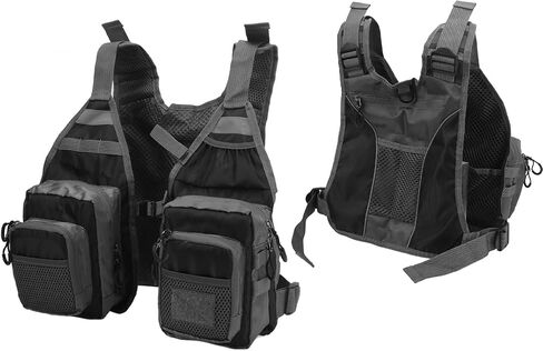 Fly Fishing Vest, Lightweight Polyester Multiple Pockets Adjustable Fit Fishing Vest for Kayak River Anglers Outdoor Adventure in Kuwait