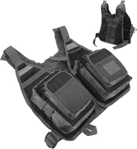 Fly Fishing Vest, Lightweight Polyester Multiple Pockets Adjustable Fit Fishing Vest for Kayak River Anglers Outdoor Adventure in Kuwait