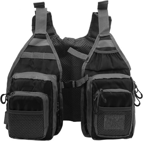 Fly Fishing Vest, Lightweight Polyester Multiple Pockets Adjustable Fit Fishing Vest for Kayak River Anglers Outdoor Adventure in Kuwait