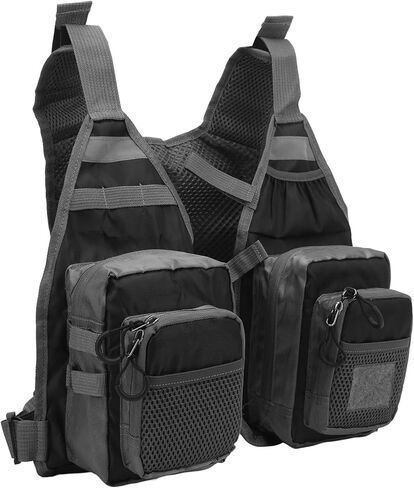 Fly Fishing Vest, Lightweight Polyester Multiple Pockets Adjustable Fit Fishing Vest for Kayak River Anglers Outdoor Adventure in Kuwait