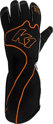 K1 RaceGear Driving Gloves, RS1, Single Layer, Cotton/Polyester, Black/Orange, Large, Pair in Saudi Arabia