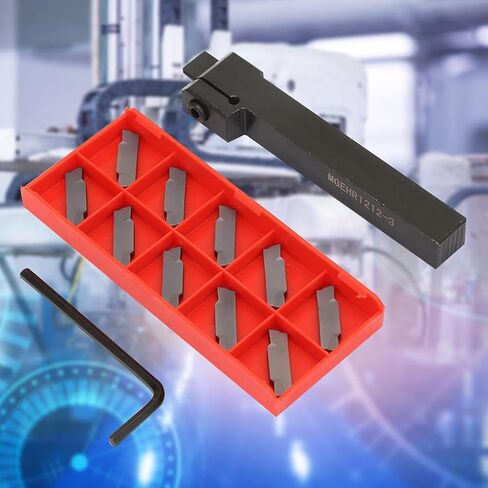 Lathe Grooving Cut Off Tool Holder,10PCS MGEHR1212 3 Lathe Grooving Indexing Tool Holder with 10 Inserts Indexable Carbide Cutting Inserts in Kuwait