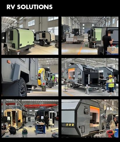 Rugged All-Terrain Teardrop Camper Trailer Luxury Travel Trailer, Designed for Rock Crawling Adventures and Overlanding Convoys, Featuring Integrated LED Light Bar and Spare Tire Mount in Saudi Arabia