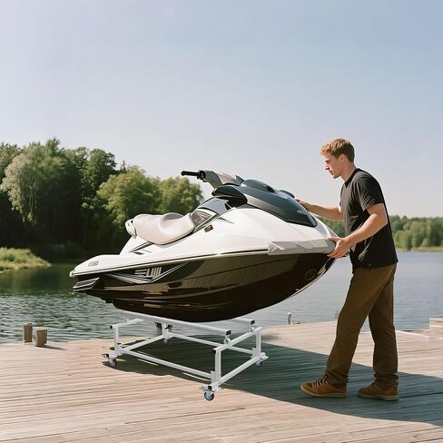 Heavy Duty Jet Ski Stand Dolly Cart - 1000LB Capacity Adjustable Boat Trailer with 4 Swivel Casters (2 Locking), Thick Padded Fabric, Galvanized Steel for PWC, Inflatable Boats, Storage & Transport in Kuwait