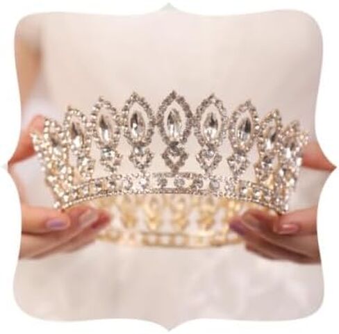 Red Crystal Queen Crowns Wedding Tiaras Red Round Round Pageant Crown Crown Trown Hairs Hair Expension for Birthday Prom Prom Bridal Party Assume Halloween for Women (Red) in Saudi Arabia