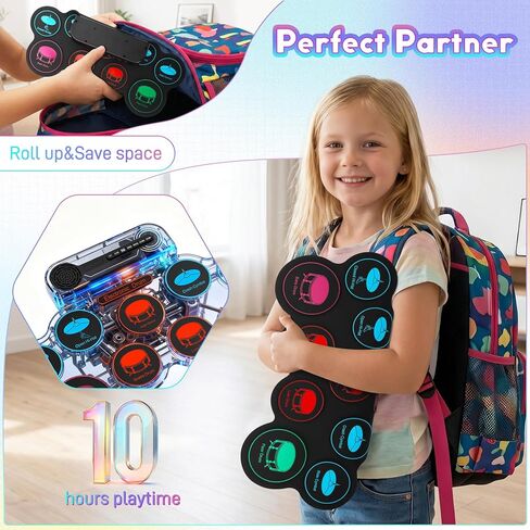 Electronic Drum Set, 9-Pad Kids Electric Drum Set Dual Stereo Speaker, MIDI. Portable Roll Up Drums Practice Pad for Kids, Perfect Birthday&Christmas Gift for Boys&Girls in Saudi Arabia