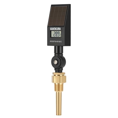 Solar Digital Thermometer, Industrial Thermometer, Brass Thermowell, 3/4" NPT Lower Mount, 3.5" Stem, -50-320 Deg F/-45-160 Deg C, 1% Accuracy in Kuwait