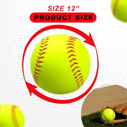 20 Pack Sports Practice Softball with Mesh Bag Unmarked Leather Covered Official Size and Weight Slowpitch Softball Youth Fastpitch Softball Ball Yellow Training Ball for Game and Training in Kuwait