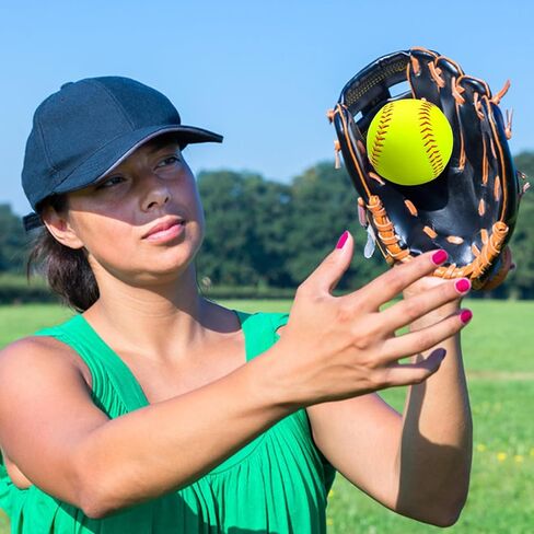 20 Pack Sports Practice Softball with Mesh Bag Unmarked Leather Covered Official Size and Weight Slowpitch Softball Youth Fastpitch Softball Ball Yellow Training Ball for Game and Training in Kuwait