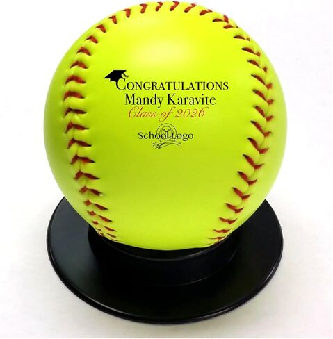 Custom Softball Graduation Gift Personalized with Name & School Logo for Him, Her, Graduate | Congratulations for Middle, High School, or College in Kuwait
