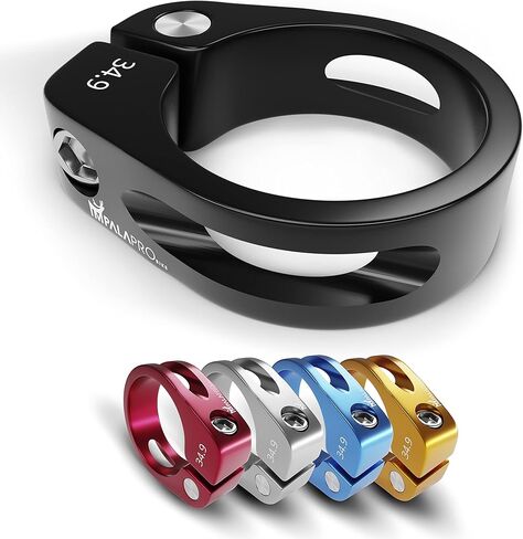 مشبك مقعد الدراجة - طوق عمود المقعد خفيف الوزن 20 جم (31.8 مم / 34.9 مم) - ألومنيوم CNC 7075 - مشبك قفل مقعد الدراجة المؤكسد المضاد للصدأ لMTB والطرق والحصى (أسود، 31.8) in Kuwait