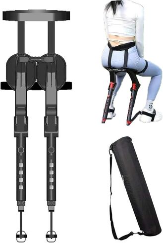 Adjustable Chairless Wearable Invisible Chair, Invisible Chair Wearable Exoskeleton Human Wearable Seat,5 Gear Adjustable Exoskeleton Chair, Folding Stool Withstands 330 LBS (Black, Oversize in Saudi Arabia