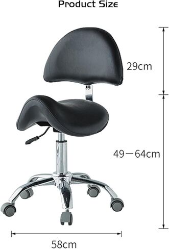 Saddle Stool Adjustable Saddle Chairs with Back Ergonomic Saddle Stool Swivel Rolling Hydraulically Adjustable Suitable for Use in Powder Rooms, Studios, Etc. (Black) in Saudi Arabia