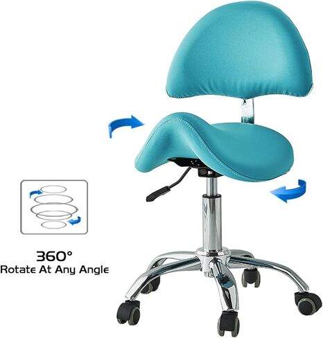 Saddle Stool Adjustable Saddle Chairs with Back Ergonomic Saddle Stool Swivel Rolling Hydraulically Adjustable Suitable for Use in Powder Rooms, Studios, Etc. (Black) in Saudi Arabia