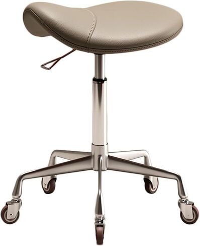مقعد سرج بعجلات، مقعد دوار من جلد البولي يوريثان، كرسي دوار قابل للتعديل، لعيادة تصفيف الشعر والمكتب المنزلي، يتحمل وزن 440 رطل (أسود) in Kuwait