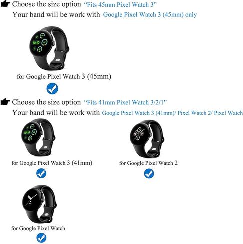 شريط معصم مرن قابل للتعديل/نطاق الكاحل لتوافق مع Google Pixel Watch 3 (41 مم/45 مم)/ساعة بكسل 2 1 ، شريط ممتد للرجال والنساء (أسود) in Kuwait