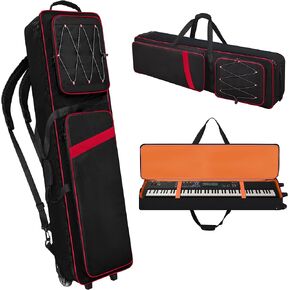 حافظة لوحة مفاتيح تحتوي على 88 مفتاحًا بعجلات (53 بوصة × 14.5 بوصة × 7 بوصة)، وحقيبة لوحة مفاتيح مبطنة قابلة للدوران مع أشرطة كتف ومقبض قابلة للتعديل، وحقيبة بيانو مقاومة للماء لحامل الموسيقى والإكسسوارات والدواسات والكابلات in Kuwait