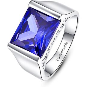 5.3ct أسود أونيكس خاتم للرجال - 8x10mm مستطيل قطع من Obsidian مع Zirconia البيضاء المعبدة - 925 الجنيه الاسترليني الفضة شريط خطوبة ، 11 ملم الحجم 10 in Kuwait