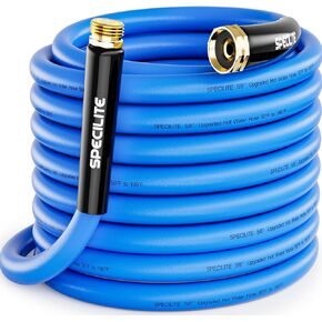 SPECILITE Hot/Cold Garden Water Hose 50 ftx 5/8 in, -50℉ To 190℉, Heavy Duty, Flexible, Burst 605 Psi, Lightweigh, Upgraded Rubber Pipe with 3/4" Brass Fittings For Backyard, Outdoor, Farm, Blue in Kuwait
