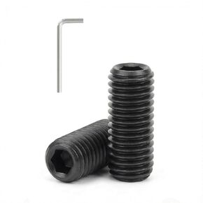 #10-24 x 1/2'' (30 Pack) Set Screws, Black Oxide 304 Stainless Steel 18-8, Internal Hex Head Allen Drive Cup Point Screws (with Hex Key Wrench) in Kuwait