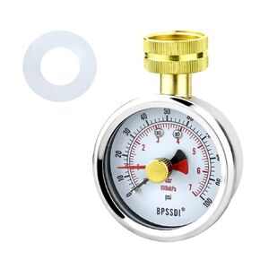 اختبار قياس ضغط المياه 0-200 رطل لكل بوصة مربعة بيد كسولة، خالي من الرصاص، حجم قرص 2.5 بوصة، خيط خرطوم متين 3/4 بوصة، علبة من الفولاذ المقاوم للصدأ 304، جهاز اختبار ضغط المياه المنزلي (أحادي 0-200 رطل لكل بوصة مربعة) in Kuwait