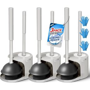 مجموعة 3 قطع من فرشاة المرحاض والمكبس 2 في 1، مكبس بمقبض ممتد، مجموعة مكبس فرشاة المرحاض، أدوات تنظيف الحمام، مجموعة مكبس فرشاة المرحاض، فرشاة التنظيف، مستلزمات التنظيف (21 بوصة) in Kuwait
