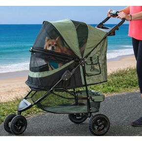 Pet Gear No-Zip Special Edition 3 Wheel Pet Stroller for Cats/Dogs, Zipperless Entry, Easy One-Hand Fold, Removable Liner, Cup Holder, Magenta in Kuwait