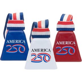 بيفين بيلز أجراس البقر لمسافات طويلة 10LD - الذكرى السنوية الـ 250 لأمريكا | أجراس البقر الفولاذية باللون الأحمر والأبيض والأزرق مع حزام ثلاثي الألوان | صناع الضوضاء العالية | أجراس عيد الميلاد | أسهل في الإمساك | صُنع في سي تي، الولايات المتحدة الأمريكية in Kuwait