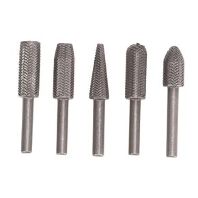 Die Grinder Bits Tungsten Steel Alloy Set 5Pcs 6mm Shank Rotary Rasp Files - High Wear Resistance, Precision Cutting Edges, Ideal for Woodworking and Deburring in Kuwait