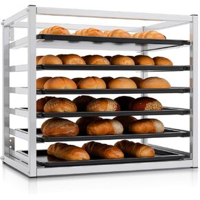 Zonon 6 طبقات مثبتة على الحائط، رفوف صينية الخبز من الألومنيوم مقاس 28 بوصة × 18 بوصة × 21 بوصة تحتوي على 6 مقالي كاملة الحجم للمخابز والمطاعم ومطابخ تقديم الطعام in Kuwait