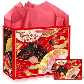 EoBeCy 50th Anniversary Paper Gift Bag - White and Gold Happy Anniversary Wrapping Gift Bags with Tissue Paper and Card for Couple, Friends, Parents - Golden Wedding Party Favors in Kuwait