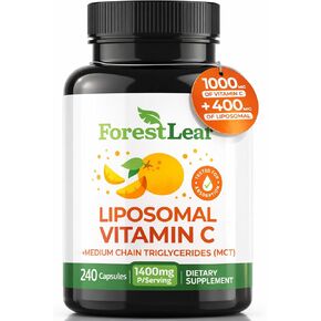 ForestLeaf Liposomal Vitamin C 1400mg Capsules | High Dose Vitamin C Liposomal Supplement w Coconut Oil Fatty Acids | Fast Absorption | Immune Support, Antioxidant, Collagen Production | 120 Vegan Cap in Kuwait
