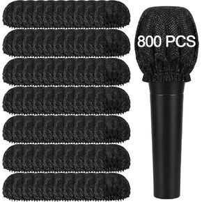 Foraineam 800 Pcs Microphone Cover Disposable Non-Woven Mic Covers Individually Wrapped Microphone Windscreen Protective Cap with Elastic Band for KTV, Karaoke, Recording Studio, News Interview in Kuwait