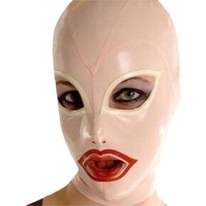 Latex Hood Rubber Head Mask with Openings for Eyes Nose Mouth with Back Zipper Fetish Wear for Men Women in Saudi Arabia