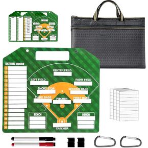لوح تكتيكي لمدرب البيسبول المغناطيسي - تشكيلة المسح الجاف ولوحة تخطيط الإستراتيجية لتدريب البيسبول، تكتيكات مخبأة الألعاب، ملحقات تدريب البيسبول مع حقيبة تخزين in Kuwait