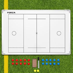 سبورة بيضاء للتدريب الرياضي مزدوجة الجوانب مقاس 35 بوصة × 24 بوصة من فورزا | 13 خيارًا رياضيًا - لوح مسح جاف مزود بعلامات مغناطيسية وقلم وممحاة (كرة القدم، بدون حقيبة حمل) in Kuwait