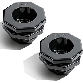 قطعتان من تركيبات الحاجز البلاستيكية مقاس 5 سم (خيوط NPT)، مجموعة موصلات خزان المياه للسباكة شديدة التحمل مع أختام معززة لبراميل المطر وخزانات المياه وأحواض السمك والأحواض وحمامات السباحة in Kuwait