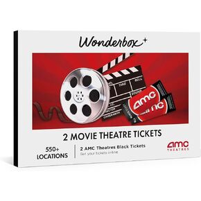 Wonderbox – AMC Movie Theatres Bundle - 4 Black Tickets + 4 Drinks + 2 Popcorn – Original Gift Idea - Experience Gift - 550 Locations in The US in Kuwait