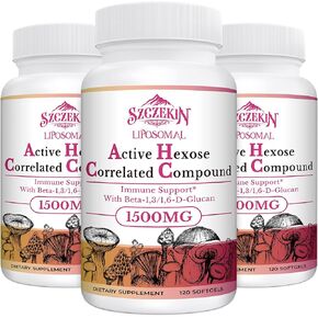 1500 ملغ من مكمل الهيكسوز النشط الدهني، 120 كبسولة هلامية ناعمة من بيتا جلوكان مع مستخلص الفطر الطبيعي، الجهاز المناعي، وظائف الكبد، الحفاظ على الخلايا التائية ونشاط الخلايا القاتلة in Kuwait