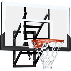 Wall Mounted Basketball Hoop Indoor Outdoor with 52 Inch Shatterproof Backboard, Adjustable Garage Wall Mount Basketball Goal System in Kuwait