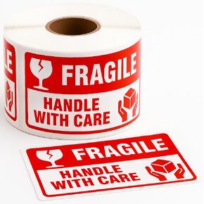 Fragile Stickers 3 x 2 Inch – Waterproof Handle with Care Labels for Shipping and Moving - 500 Strong Adhesive Stickers per Roll in Kuwait