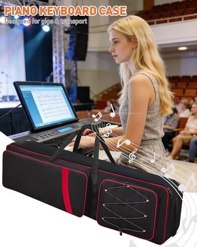 حافظة لوحة مفاتيح تحتوي على 88 مفتاحًا بعجلات (53 بوصة × 14.5 بوصة × 7 بوصة)، وحقيبة لوحة مفاتيح مبطنة قابلة للدوران مع أشرطة كتف ومقبض قابلة للتعديل، وحقيبة بيانو مقاومة للماء لحامل الموسيقى والإكسسوارات والدواسات والكابلات in Kuwait