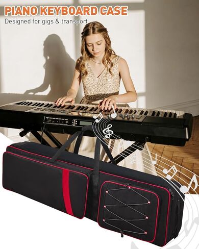 حافظة لوحة مفاتيح تحتوي على 88 مفتاحًا بعجلات (53 بوصة × 14.5 بوصة × 7 بوصة)، وحقيبة لوحة مفاتيح مبطنة قابلة للدوران مع أشرطة كتف ومقبض قابلة للتعديل، وحقيبة بيانو مقاومة للماء لحامل الموسيقى والإكسسوارات والدواسات والكابلات in Kuwait