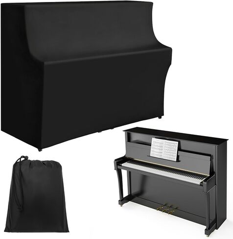 Upright Piano Cover,Piano Keyboard Full Covers Cloth All-Black Dust Cover Silver-coated Oxford Fabric Pet Paw Protector,Dustproof Waterproof, Sunproof-Reusable Washable Universal in Saudi Arabia
