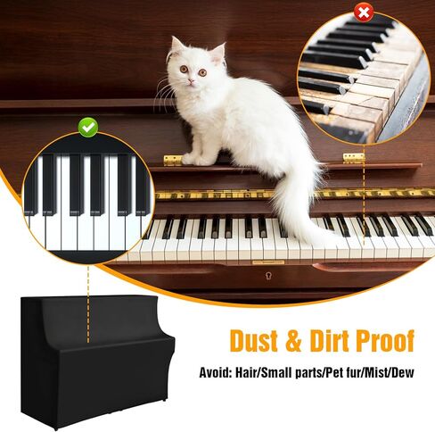 Upright Piano Cover,Piano Keyboard Full Covers Cloth All-Black Dust Cover Silver-coated Oxford Fabric Pet Paw Protector,Dustproof Waterproof, Sunproof-Reusable Washable Universal in Saudi Arabia