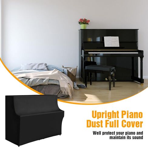 Upright Piano Cover,Piano Keyboard Full Covers Cloth All-Black Dust Cover Silver-coated Oxford Fabric Pet Paw Protector,Dustproof Waterproof, Sunproof-Reusable Washable Universal in Saudi Arabia